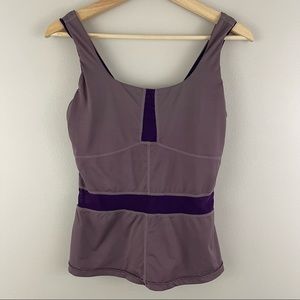 LULULEMON Plum Purple Two Tone Mesh Panel Peplum Athletic Workout Tank Top